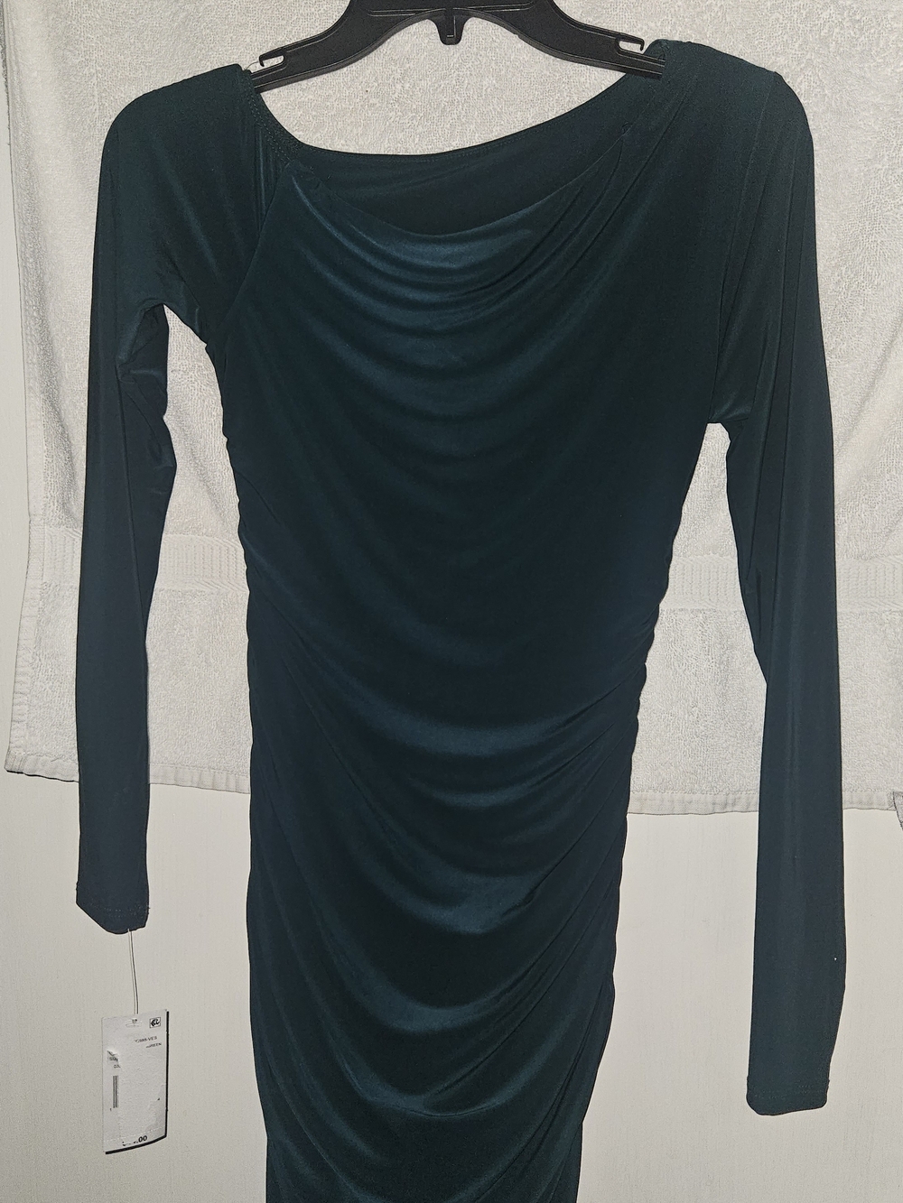 Moa Moa Teal Long Sleeve Ruched Bodycon Dress